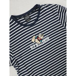 HUF x Popeye Striped T-Shirt Mens Sz L Navy White Embroidered HUF Worldwide 2018